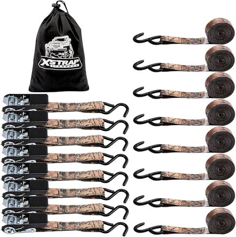XSTRAP STANDARD Ratchet Straps, 900 LB Break Strength, 8-Pack 10FT Ratchet Tie Down Straps Set for Motorcycle Straps Tie Downs, Appliances, Lawn Equipment, Logistic Cargo Straps for Trucks (Black) in Kuwait