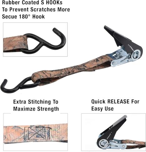 XSTRAP STANDARD Ratchet Straps, 900 LB Break Strength, 8-Pack 10FT Ratchet Tie Down Straps Set for Motorcycle Straps Tie Downs, Appliances, Lawn Equipment, Logistic Cargo Straps for Trucks (Black) in Kuwait