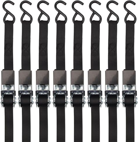 XSTRAP STANDARD Ratchet Straps, 900 LB Break Strength, 8-Pack 10FT Ratchet Tie Down Straps Set for Motorcycle Straps Tie Downs, Appliances, Lawn Equipment, Logistic Cargo Straps for Trucks (Black) in Kuwait