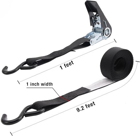 XSTRAP STANDARD Ratchet Straps, 900 LB Break Strength, 8-Pack 10FT Ratchet Tie Down Straps Set for Motorcycle Straps Tie Downs, Appliances, Lawn Equipment, Logistic Cargo Straps for Trucks (Black) in Kuwait