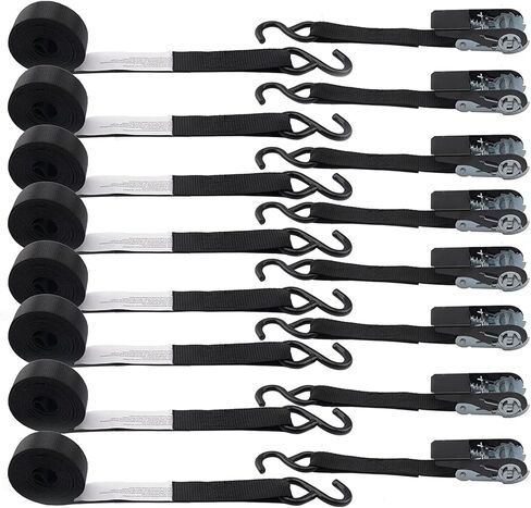 XSTRAP STANDARD Ratchet Straps, 900 LB Break Strength, 8-Pack 10FT Ratchet Tie Down Straps Set for Motorcycle Straps Tie Downs, Appliances, Lawn Equipment, Logistic Cargo Straps for Trucks (Black) in Kuwait