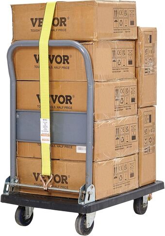 أشرطة ربط السقاطة من VEVOR (4PK)، قوة كسر 5000 رطل 2 بوصة × 15 بوصة أشرطة ربط شديدة التحمل مع خطاف J ومقابض مبطنة لتحريك الدراجات النارية والمقطورة والشاحنات (أصفر) in Kuwait