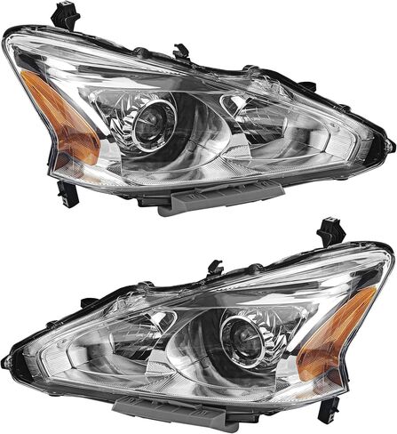 PartsFlow 2 قطعة مجموعة مصابيح أمامية هالوجين كروم الإسكان كشافات اليسار واليمين بدون لمبة ل 2013 2014 2015 نيسان ألتيما 13 14 15 نيسان ألتيما in Kuwait