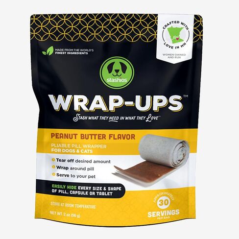 Wrap-Ups: Pill Wrapper - Bacon - 30 Servings Bag, Dogs & Cats, Pet Treat Hides Any Size Pills, All Natural Limited Ingredients, USA Made in Saudi Arabia