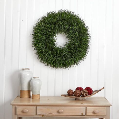 Nearly Natural 32-in. Giant Cedar Artificial Wreaths Green in Saudi Arabia