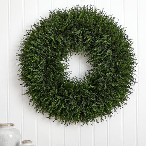 Nearly Natural 32-in. Giant Cedar Artificial Wreaths Green in Saudi Arabia