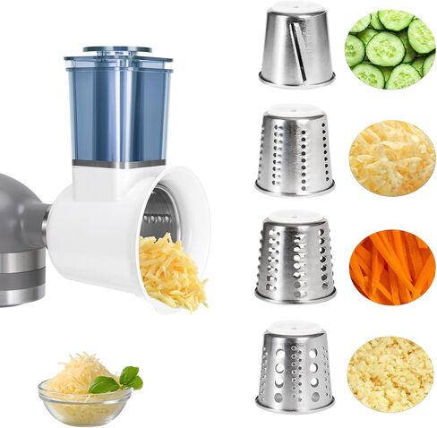 ملحق تقطيع القطاعة لخلاط حامل كيتشن ايد، آلة سلطة مع قطاعة خضروات، صانع سلطة، قطاعة طعام، ملحق مبشرة الجبن لخلاط كيتشن ايد آمن للاستخدام في غسالة الأطباق من ايربرو (أبيض) in Kuwait