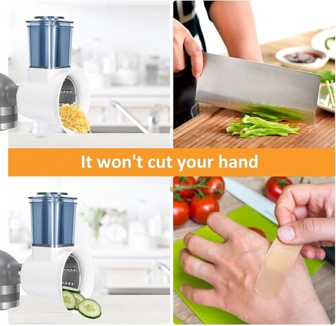 ملحق تقطيع القطاعة لخلاط حامل كيتشن ايد، آلة سلطة مع قطاعة خضروات، صانع سلطة، قطاعة طعام، ملحق مبشرة الجبن لخلاط كيتشن ايد آمن للاستخدام في غسالة الأطباق من ايربرو (أبيض) in Kuwait