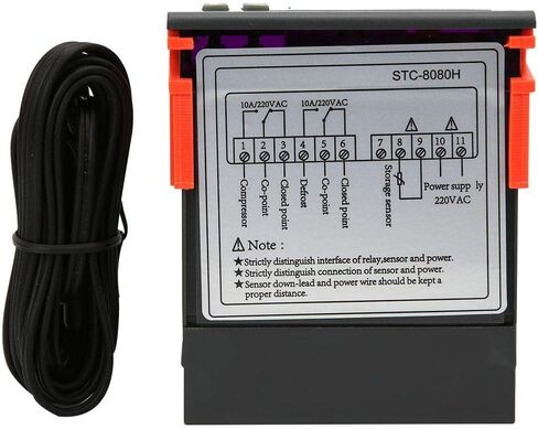 جهاز التحكم الرقمي في درجة الحرارة 10A/220VAC STC-8080H ترموستات للتبريد وإزالة الجليد عرض درجة الحرارة إنذار تجاوز الحد -50 درجة مئوية -99 درجة مئوية in Saudi Arabia