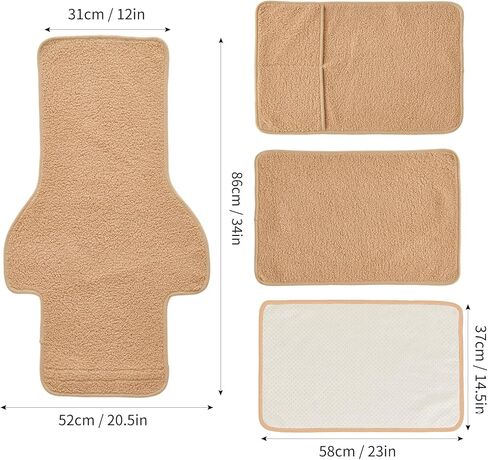 NANSHINE 3Pcs Recliner Slipcovers Armrest Covers for Recliner Chair Non Slip Sherpa Headrest Protector Recliner Chair with Storage Pockets for Sofa Recliner Protector (Brown) in Kuwait