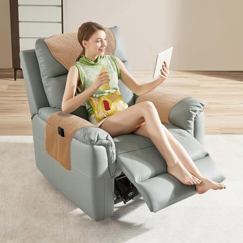 NANSHINE 3Pcs Recliner Slipcovers Armrest Covers for Recliner Chair Non Slip Sherpa Headrest Protector Recliner Chair with Storage Pockets for Sofa Recliner Protector (Brown) in Kuwait