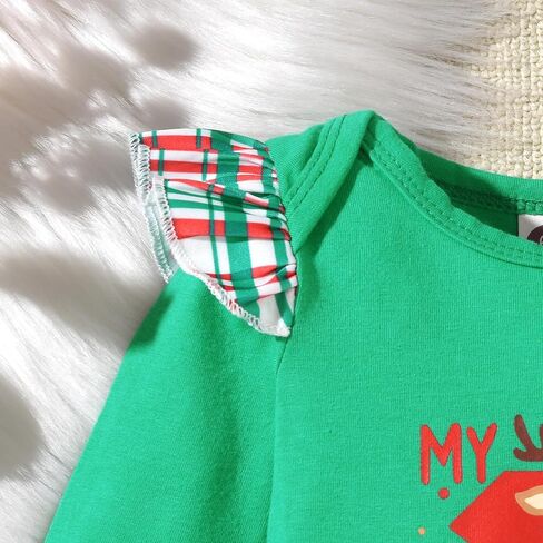 fioukiay Baby Girl My First Christmas Outfit Long Sleeve Romper Mini Skirt With Leg Warmers 4PCS Xmas Clothes Set in Kuwait