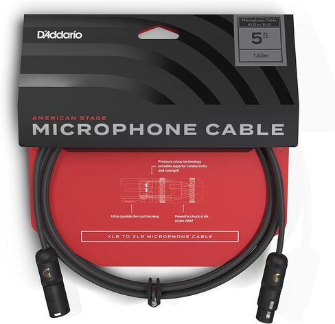 D'Addario Accessories Microphone Cable - XLR Cable - Copper Braid Shield - Optimal Signal Transfer - American Stage - 5 Inch/127 MM - 1 Pack in Saudi Arabia