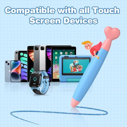 Kids Stylus Pens for Touch Screens - Mixoo Cute Heart-Shaped Rubber Tip Stylus Pen 2 Pack for Children, Compatible with iPad, iPhone, Kindle Fire Kids, Tablets and All Touch Screen Devices in Kuwait