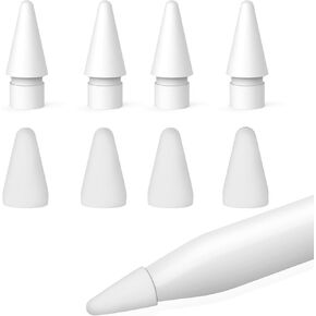 Vanjua Replacement Tips Compatible with Apple Pencil 1st Gen & 2nd Generation, with Silicone Nibs Tip Cover for iPad Replacement Pencil Nibs Protection (4Tips + 4Covers (A))