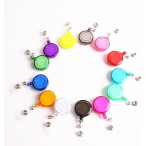 B&S FEEL 50 Pcs Assorted Color ID Badge Holder Reel Retractable Key Clip