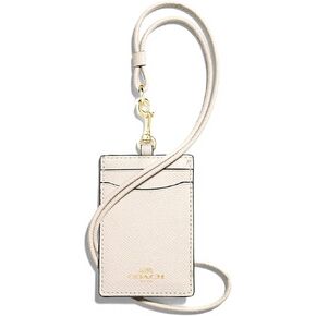 Coach Crossgrain Leather Lanyard Badge ID Holder Chalk F57311