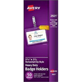 Avery Heavy Duty Badge Holders, 4" x 3", 25 Vertical ID Badge Holders (74472)