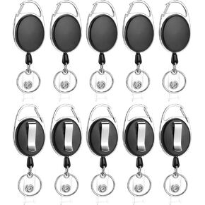 50 Pack Retractable Badge Reel with Carabiner Belt Clip and Key Ring Retractable ID Badge Holders for Office Worker Doctor Nurse