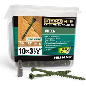 Deck Plus 48408 Wood Screws #10 x 3-1/2", Green, 5lb Box