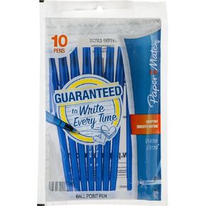 Paper Mate 9313499 Blue Medium Tip Write Brothers Stick Ballpoint Pens 10 Count
