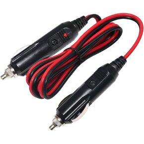 KUNCAN 4FT 12-24V مزدوج ذكر إلى ذكر كابل تمديد ولاعة السجائر، مع أضواء LED، كابل 16 AWG للخدمة الشاقة، سلك شاحن الطاقة، الصمامات 10A