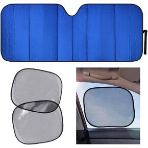 Motor Trend Front Windshield Shade with Static Cling Side Window Shade-Jumbo Accordion Folding Auto Sunshade for Car Truck SUV-Blocks UV Rays Sun Visor Protector-Keeps Your Vehicle Cool-66 x 27 Inch
