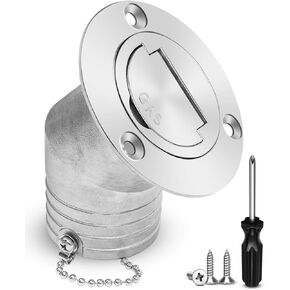 Boat Marine Deck Fill Filler Replacement Part Keyless Cap with Chain 316 Stainless Steel Mirror Polished Gas Fuel Tank Hardware for 2"(50mm) Tube