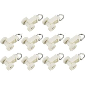 Curtain Track Rollers (10mm/0.39") 50Pcs, Plastic Twin Wheeled Carriers Drapery Rail Sliding Glider - for Home Window Curtain Tracks