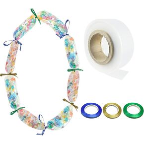 1 Roll Poly Tubing, 2 Inch x 328 ft Clear Graduation Candy Candy Lei Tubing Lei Making Kit and 3 Rolls Ribbon Making Kit for Graduation Packing Snacks Candy DIY Graduation Party Gift Lei Kit