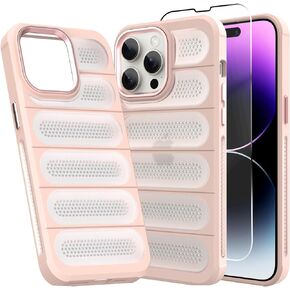 حافظة MZELQ لهاتف iPhone 15، حافظة هاتف تبديد الحرارة، [مع نسيج غير قابل للانزلاق] [مع واقي شاشة] غطاء واقٍ للحرارة بفتحة خلوية مضادة للخدش ومضادة للصدمات، أخضر