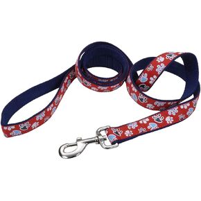 Coastal Pet Ribbon Dog Leash - Contemporary Stylish Look - Durable Fade-Resistant Nylon Material - Perfect for Dogs Red with Paws, 1" x 06'