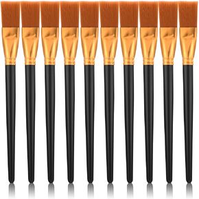 10 Pcs Flat Paint Brushes for Acrylic Painting, 1 Inch Nylon Paint Brushes Artist Painting Brushes Professional Paint Brush Set for Acrylic Watercolor Oil Painting, Black