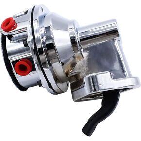 1 PC SHLPDFM Chrome Mechanical Fuel Pump 6 PSI 1/4" NPT Inlet/Outlet Compatible with Chevy SB 262-400,V8 Engine
