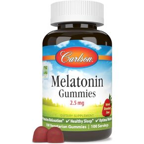 Carlson - Melatonin Gummies, 2.5 mg, Healthy Sleep, Promotes Relaxation, Natural Strawberry Flavor, 100 Gummies