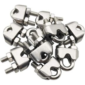 10Pcs Wire Rope Clip Cable Clamps 304 Stainless Steel M4 5/32 Inch Wire Rope Clamps