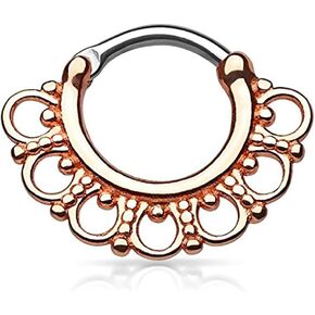Forbidden Body Jewelry 16g 8mm Surgical Steel Fancy Tribal Cartilage and Septum Clicker Hoop