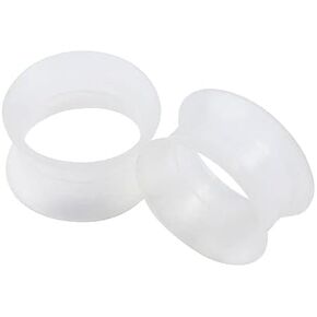 Pair 7/16" (11MM) GLOW IN THE DARK CLEAR SILICONE EARSKIN TUNNELS Double Flare Gauges Super Ultra Thin Soft Flexible Flesh Plugs (2pcs)