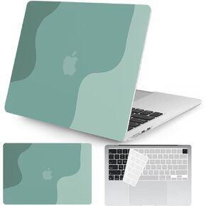 Seorsok متوافق مع حافظة MacBook Air 13.6 بوصة الجديدة إصدار 2022 شريحة A2681 M2 مع شاشة Retina سائلة وبطاقة تعريف تعمل باللمس، حافظة بلاستيكية صلبة لطيفة مع غطاء لوحة مفاتيح، خط فني باللون الأزرق الفاتح
