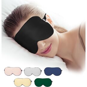Luxury Pure Silk Sleep Mask | 100% Natural Mulberry Silk | Double-Sided Softness | Adjustable Strap & Full Light Blocking | Perfect for Travel, Office Naps & Nighttime Sleep (Black)