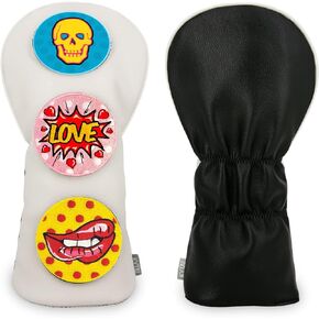 Golf Club Head Cover, Leather Golf Driver Head Covers 460CC with Replaceable Embroidery Badges