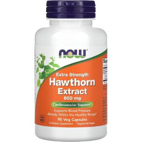 NOW Supplements, Hawthorn Extract 600 mg, Extra Strength, Cardiovascular Support*, 90 Veg Capsules