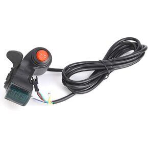 E-Bike Throttle, Thumb Throttle Speed Control Thumb Finger LCD Display Battery Voltage Power Switch Scooter E-Bike Riding Racks and Storage