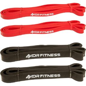 Pull Up Assist Band Set 2 Red and 2 Black Heavy Duty 41" Resistance Bands for Mobility, Crossfit, Weightlifting, Therapy, Home or Gym Workouts and More - Red 15-35lbs, Black 20-70lbs