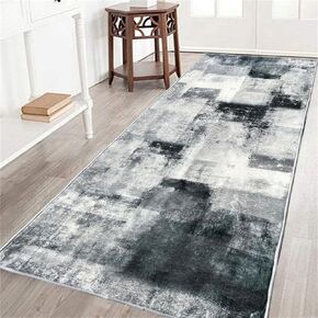 Grey Hallway Runner Rug 2x6 Throw Rug Black Grey Area Rug Modern Washable Runners for Hallways Rugs Non-Slip Bathroom Runner Floor Carpet for Bedroom Laundry Room Entryway Mat for Kitchen Entrance