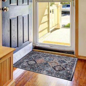 DECOMALL GAEAR Washable Runner Rug, Vintage Non-Slip Long Rugs for Hallway Walkway Corridor, Blue 2’6"x9’
