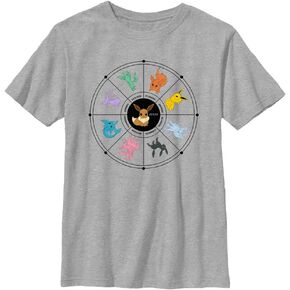 Pokemon Kids Eevee Evolution Tarot Card Boys Short Sleeve Tee Shirt