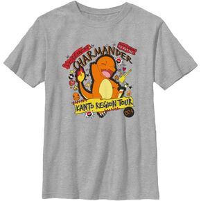 Pokemon Kids Charmander Kanto Tour Boys Short Sleeve Tee Shirt