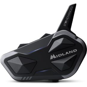 Midland Motorcycle Helmet Bluetooth, BTR1 Advanced, Black, 4 Rider Helmet Headset w/Wired & Boom Mic/RCF HD Sound/23 Hr Battery/Music Sharing/Digital Noise Killer/FM Radio/IPX6 Waterproof