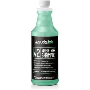 Suds Lab W2 Car Wash plus Wax Shampoo, Gentle Auto Shampoo that Cleans, Restores Shine, and Protects - 32 oz